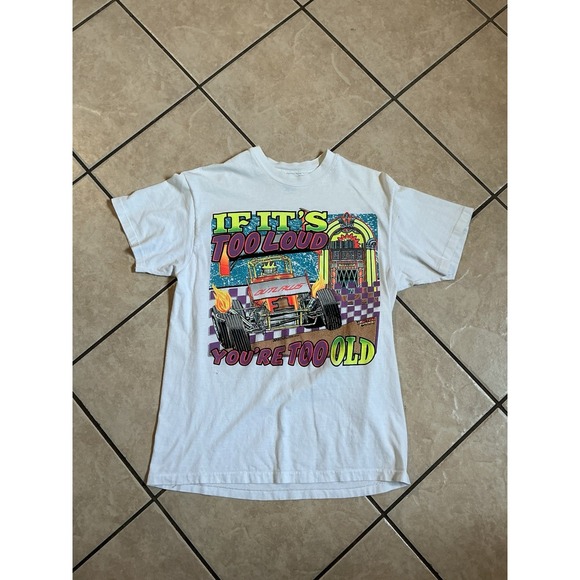 Hanes Other - Vintage 1993 World of Outlaws Sprint Car Racing Tee Hanes Beefy-T M Neon Print